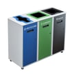 15 Gallon per stream. Blue Recycling, Green Compost, and Black Waste labels 