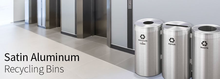 Satin Aluminum Recycling Containers Satin Aluminum Recycling Containers